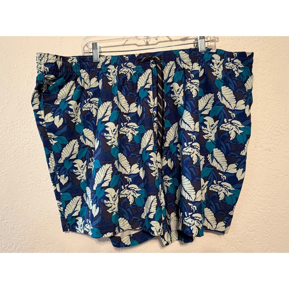 LL Bean Mens Tropical Floral Swim Trunks Blue Teal Board Shorts 3XL 524836